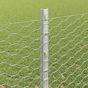 vidaXL Εξαγωνική Φράχτη με Στύλο 50 x 1,2 m Γαλβανισμένος Χάλυβας