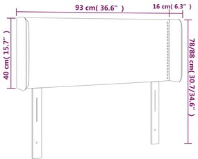 vidaXL Κεφαλάρι Κρεβατιού LED Μαύρο 93x16x78/88 εκ. Βελούδινο