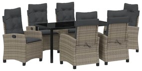 vidaXL Σέτ φαγητού για κήπο 7 pcs Γκρι συνθετικό ρατάν