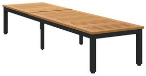 vidaXL Ξαπλώστρα Μαύρη 200x55x35 εκ Μασίφ Ξύλο Ακακίας