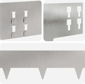 vidaXL Περίγραμμα γκαζόν 30 τμχ. 100 x 15 cm Ανοξείδωτο Ατσάλι Ασημί