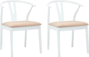 vidaXL Καρέκλα τραπεζαρίας 2 pcs Λευκό και Καφέ Στερεό Ξύλο Ραβέντι