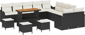 vidaXL Σετ Καναπέ Κήπου 14 pcs Μαύρο συνθετικό ρατάν