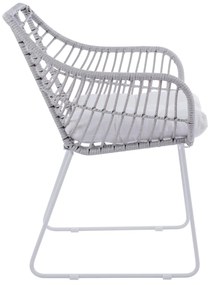 Καρέκλα - Πολυθρόνα RADLEY C5300.02 Μεταλλική Λευκή Mατ με Wicker Γκρί 61x64x82 εκ. 61x64x82 εκ.