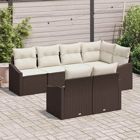 vidaXL Σετ Καναπέ Κήπου 7 pcs Καφέ και Λευκό συνθετικό ρατάν