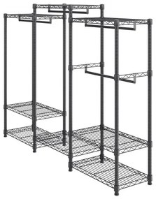 VEVOR Heavy Duty Clothes Rack, Rolling Clothing Garment Rack with 4 Hang Rods &amp; 8 Storage Tiers, Adjustable Custom Closet Rack, Freestanding Wardrobe for Hanging Clothes, 800 lbs Load Capacity
