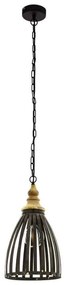 Φωτιστικό Οροφής Κρεμαστό Oldcastle 49786 Black-Brown Eglo Metal,Wood