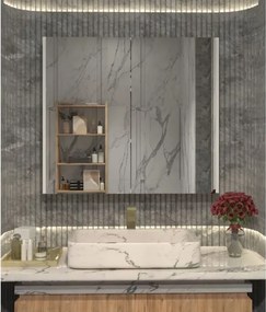 Stewehome Καθρέφτης Μπάνιου με Ντουλάπι Λευκό 76.5x70x17 cm