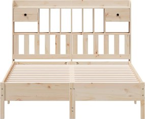 vidaXL Κρεβάτι Βιβλιοθήκη Χωρίς Στρώμα 140x200 εκ Μασίφ Ξύλο Πεύκο