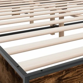 vidaXL Πλαίσιο Κρεβατιού Καπνιστή Δρυς 150x200εκ. Επεξ. Ξύλο &amp; Μέταλλο
