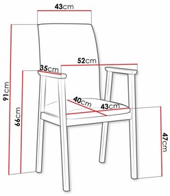 Καρέκλα Victorville 336, Καρυδί, Μαύρο, 91x43x40cm, 7 kg, Ταπισερί, Ξύλινα, Μπράτσα, Ξύλο: Σημύδα | Epipla1.gr