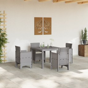 vidaXL Σετ Τραπεζαρίας 5 Τεμαχίων με Μαξιλάρια Ανοιχτό Γκρι Πολυ Ράτταν