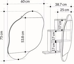 Καθρέπτης Μπάνιου με Ντουλάπι Ανοιχτή Μόκα CLOUD 13x60x75