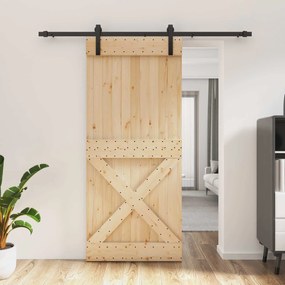 vidaXL Συρόμενη Πόρτα Φυσικό και Μαύρο 90 x 210 cm