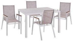 Set 5 pieces aluminum Table 120x80x75.5 White