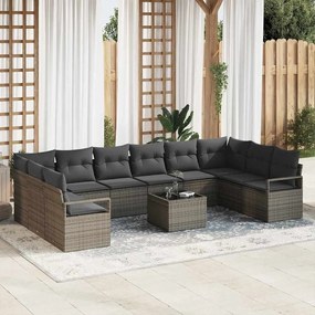 vidaXL Σετ Καναπέ Κήπου 11 pcs Γκρι Πολυ ράταν