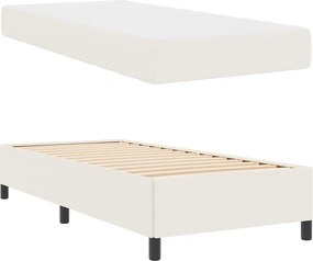 vidaXL Σκελετός Κρεβατιού με στρώμα Κρεμ 90 x 190 cm ύφασμα