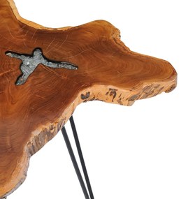 vidaXL Τραπεζάκι Σαλονιού 70x45 εκ. από Μασίφ Ξύλο Teak / Συνθ. Ρητίνη