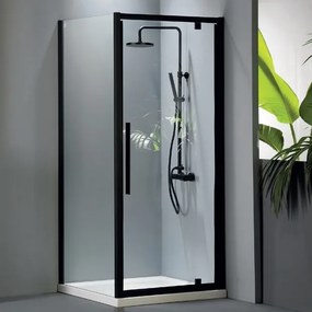 Devon Flow Pivot Black Matt Nano 80x195 - Ανοιγομενη Καμπίνα Από Τοίχο Σε Τοίχο