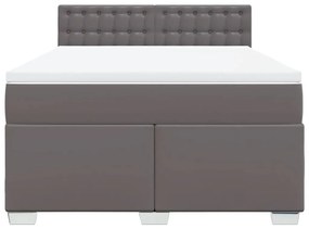 Κρεβάτι Boxspring με Στρώμα Γκρι 160x200εκ. από Συνθετικό Δέρμα - Γκρι