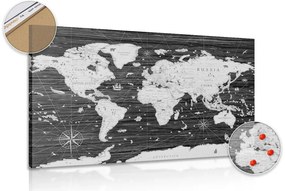 Εικόνα σε ασπρόμαυρο χάρτη από φελλό σε ξύλινο φόντο - 120x80  peg