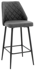 Σκαμπό μπαρ Inflame PU ανθρακί-μέταλλο μαύρο 2αδα 48x55x107 εκ.