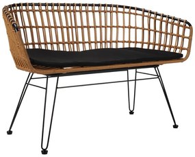 Καναπές 2θέσιος Naoki μέταλλο μαύρο-pe φυσικό 120x55x79εκ 120x55x79 εκ.