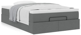 vidaXL Οθωμανικό κρεβάτι με στρώμα Σκούρο γκρι 120x190 cm Ύφασμα