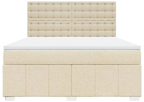 vidaXL Κρεβάτι Boxspring με Στρώμα Κρεμ 180x200 εκ. Υφασμάτινο