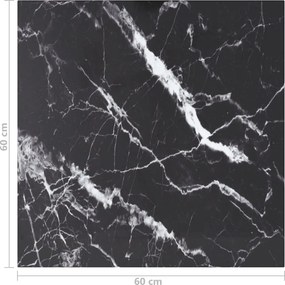 vidaXL Επιφάνεια Τραπεζιού Μαύρη 60x60εκ 6 χιλ Ψημ. Γυαλί Μαρμ. Σχέδιο