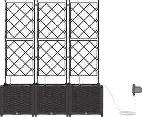 vidaXL Γλάστρα Κήπου 3 τμχ. Καφέ 120 x 40 x 142 cm PP