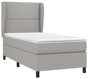 Κρεβάτι Boxspring με Στρώμα Ανοιχτό Γκρι 100x200 εκ. Υφασμάτινο - Γκρι