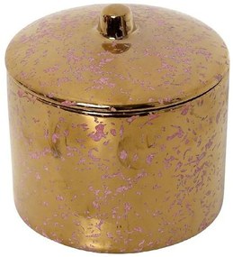 Διακοσμητικό Δοχείο Με Καπάκι ROD202K4 10x10x9cm Pink-Gold Espiel Ceramic