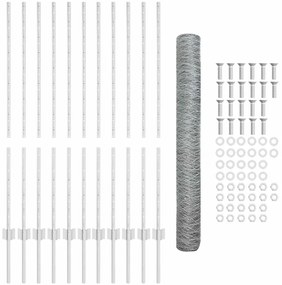 vidaXL Φράκτης με Στυλό Γαλβανισμένο ατσάλι 25 x 1.2 μ Ατσάλι