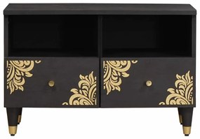 vidaXL Ντουλάπι TV με συρτάρι Μαύρο 70 x 33 x 46 εκ Στερεό ξύλο μάνγκο