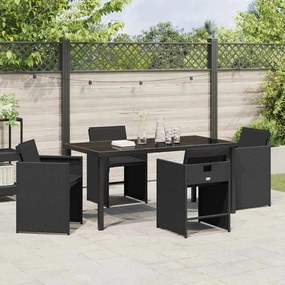 vidaXL Σέτ φαγητού για κήπο με μαξιλάρι 5 pcs Μαύρο Πολυ ράταν