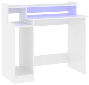 vidaXL Γραφείο με LED Λευκό 97 x 45 x 90 εκ. από Επεξεργασμένο Ξύλο