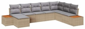 vidaXL Σετ Καναπέ Κήπου 8 pcs Μπέζ και Ανοιχτό Γκρι Πολυ Ρατάν
