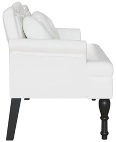 vidaXL Καναπές Chesterfield Λευκό 120,5 x 65 x 75 εκ. Τεχνητό Δέρμα
