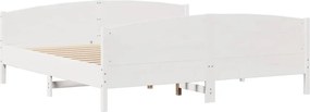vidaXL Σκελετός Κρεβ. Χωρίς Στρώμα Λευκό 160x200 εκ Μασίφ Πεύκο