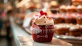 Intra Συλλεκτικό Ξύλινο Παζλ Plywood  4mm - Κόκκινο Cupcake με Πασπαλίσματα σε σχήμα καρδιάς Σε Ξύλινο Κουτί - Διαστάσεις: 10x10 cm – 25 κομμάτια