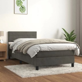 ΚΡΕΒΑΤΙ BOXSPRING ΜΕ ΣΤΡΩΜΑ ΣΚΟΥΡΟ ΓΚΡΙ 90X200 ΕΚ. ΒΕΛΟΥΔΙΝΟ 3141342