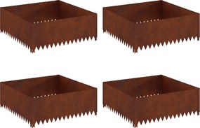 vidaXL Περίγραμμα γκαζόν 4 τμχ. 100 x 100 x 35 cm Ατσάλι Σκ rusty