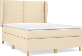 vidaXL Κρεβάτι Boxspring με Στρώμα Κρεμ 140x200 εκ. Υφασμάτινο
