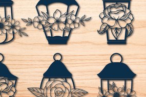 Σετ των 2 Intra απο ξύλο plywood 3mm-4mm πάχος - Πρότυπο δέσμης Decor φαναριού Cricut Δίασταση 25x25 cm INTRAFABR-67241471