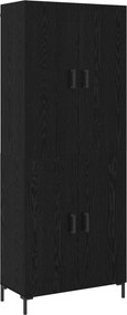 vidaXL Highboard Μαύρη δρυς 69,5 x 34 x 180 εκ. Επεξεργασμένο Ξύλο