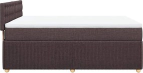 vidaXL Κρεβάτι Boxspring με Στρώμα Σκούρο Καφέ 140x200 εκ Υφασμάτινο