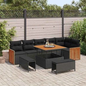 vidaXL Σετ Καναπέ Κήπου με μαξιλάρι 9 pcs Μαύρο 100 x 100 x 71 cm