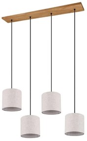 Φωτιστικό Οροφής - Ράγα Elmau 302100430 Beige Trio Lighting Ξύλο,Ύφασμα