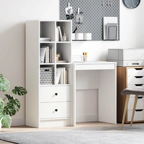 vidaXL Γραφείο με συρτάρι με ράφι με αποθήκευση 2 pcs Λευκό